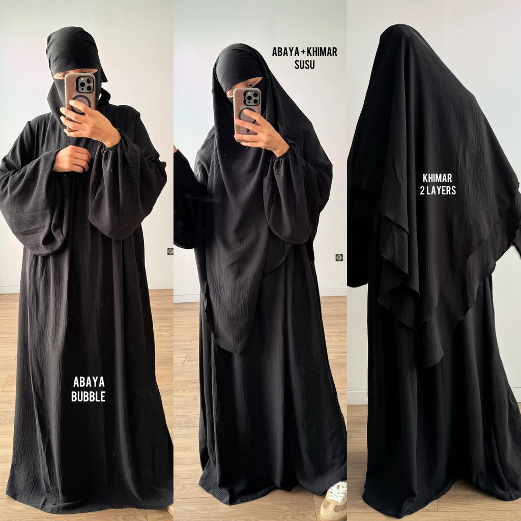 ABAYA + KHIMAR 2 LAYERS SUSU SET