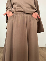 New Safar hoodie set knit Latte (top + skirt )