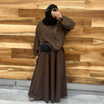 New Safar hoodie set knit Latte (top + skirt )